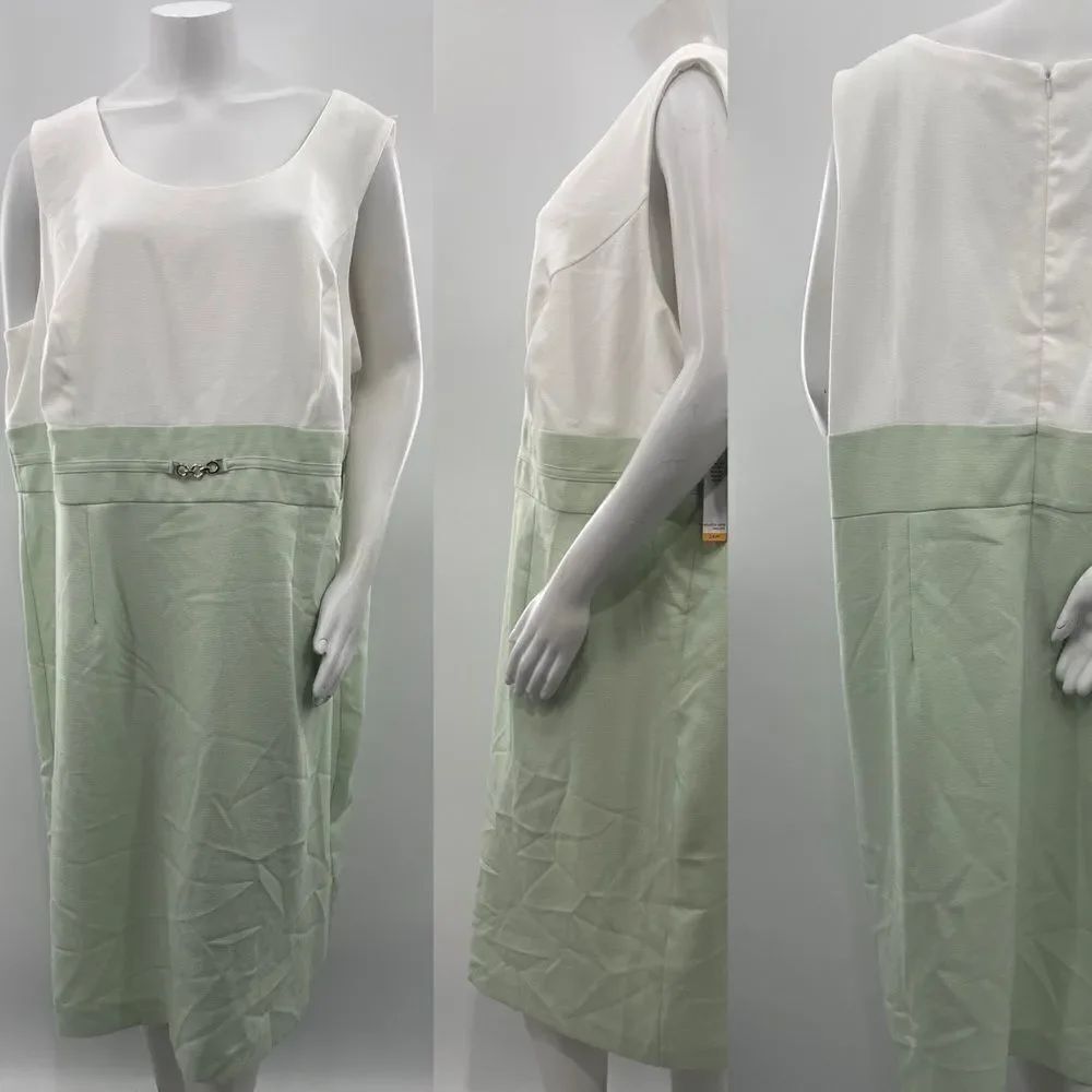 Studio One Mint Green/White Long Dress Size 24W